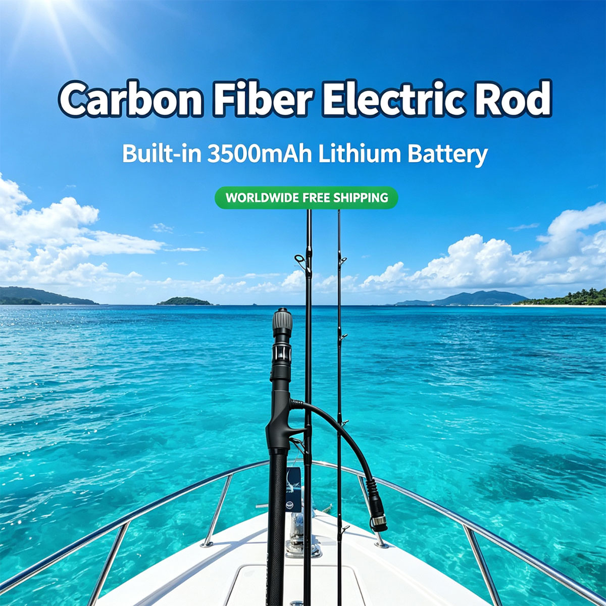 Carbon Fiber Electric Fishing Rod | Built-in 3500mAh Lithium Battery
